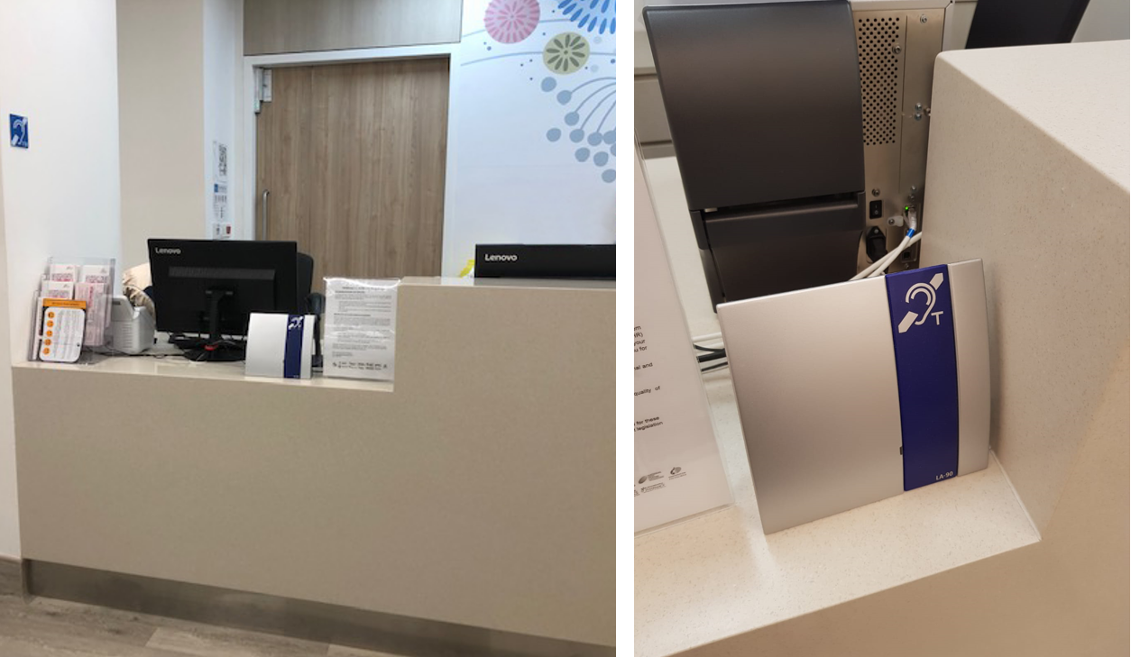 Counter with hearing enhancement system