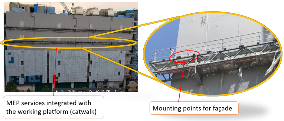 external façade and catwalk modules