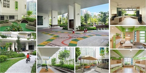 Collage of images of user-friendly features at St Andrew's Nursing Home at Tampines North